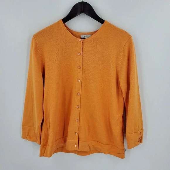 Tyler‎ Boe Women's Crew Neck Knit Button Up Cardigan Orange Size XL - Picture 1 of 11